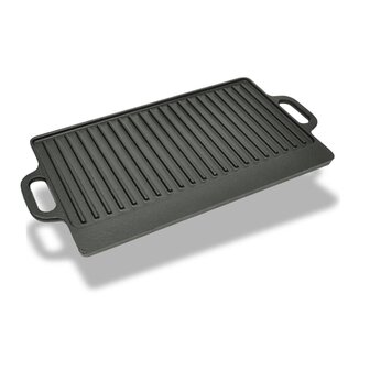 Grillplaat dubbelzijdig 50x23 cm gietijzer