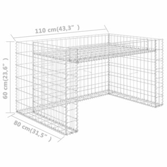 Grasmaaieroverkapping met plantenbak 110x80x60cm staaldraad