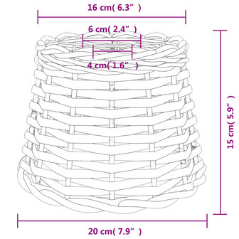 Plafondlampenkap &Oslash;20x15 cm wicker wit