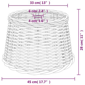 Plafondlampenkap &Oslash;45x28 cm wicker bruin