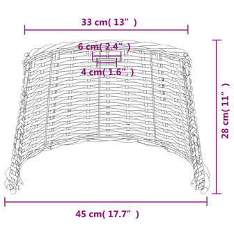 Plafondlampenkap &Oslash;45x28 cm wicker bruin