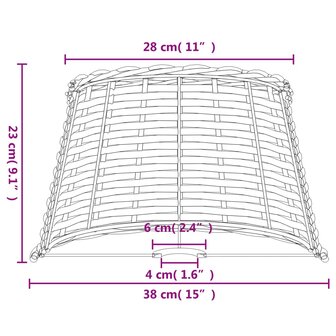 Lampenkap &Oslash;38x23 cm wicker wit