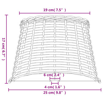 Lampenkap &Oslash;25x17 cm wicker bruin