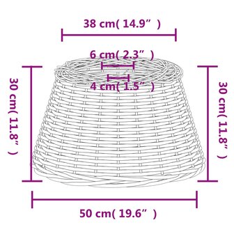 Plafondlampenkap &Oslash;50x30 cm wicker wit
