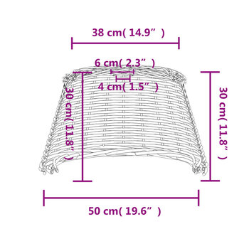 Plafondlampenkap &Oslash;50x30 cm wicker wit