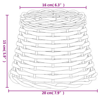 Lampenkap &Oslash;20x15 cm wicker wit