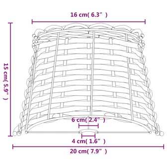 Lampenkap &Oslash;20x15 cm wicker wit