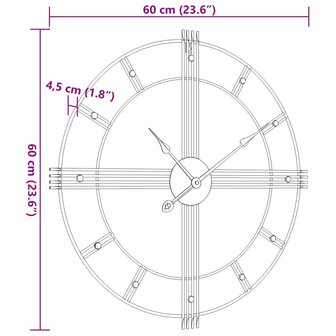 Wandklok &Oslash;60 cm ijzer zwart