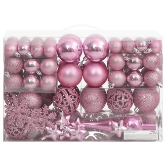 111-delige Kerstballenset polystyreen roze