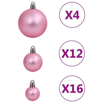 111-delige Kerstballenset polystyreen roze