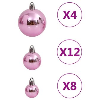 111-delige Kerstballenset polystyreen roze