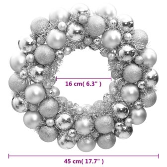 Kerstkrans 45 cm polystyreen zilverkleurig