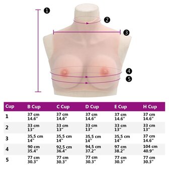 Borstprothese E-cup silicone Kaukasisch