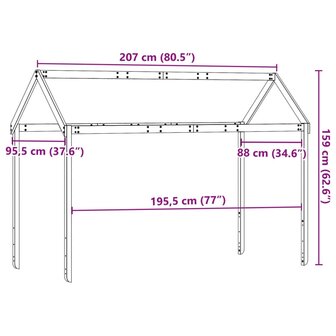 Kinderbedhuisje 207x95,5x159 cm massief grenenhout