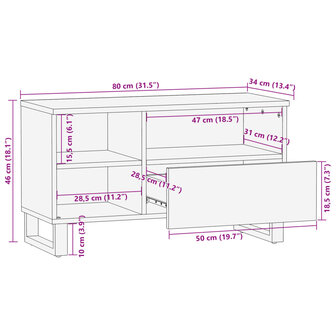 Tv-meubel 80x34x46 cm massief mangohout