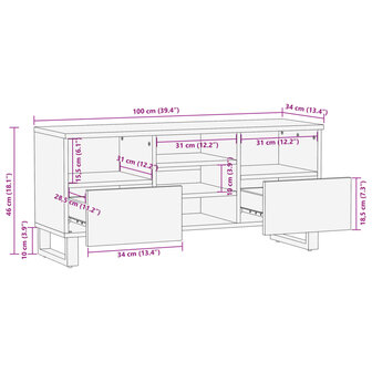 Tv-meubel 100x34x46 cm massief acaciahout