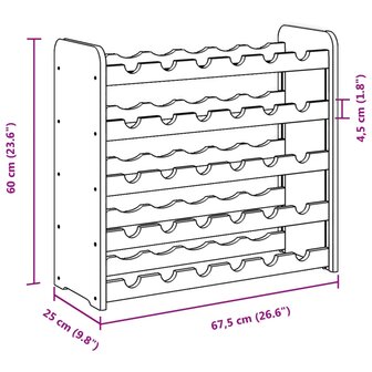 Wijnrek 67,5x25x60 cm massief grenenhout