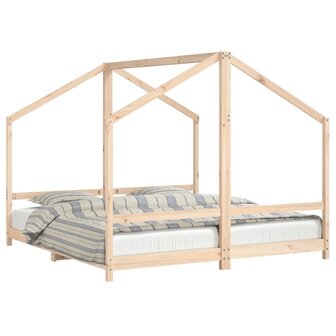 Kinderbedframe 2x(90x190) cm massief grenenhout