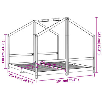 Kinderbedframe 2x(90x200) cm massief grenenhout