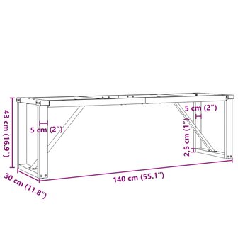 Salontafelpoten O-frame 140x30x43 cm gietijzer