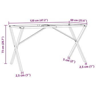 Eettafelpoten X-frame 120x60x73 cm gietijzer