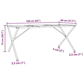 Eettafelpoten X-frame 160x80x73 cm gietijzer