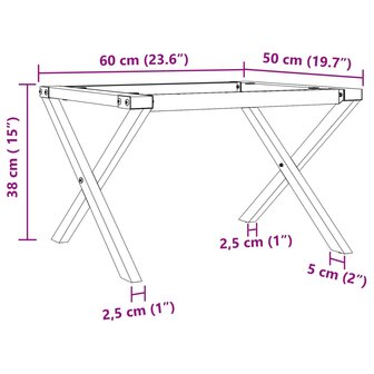 Salontafelpoten X-frame 60x50x38 cm gietijzer