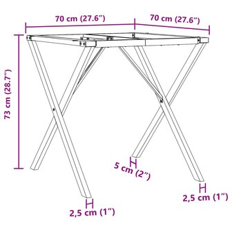 Eettafelpoten X-frame 70x70x73 cm gietijzer