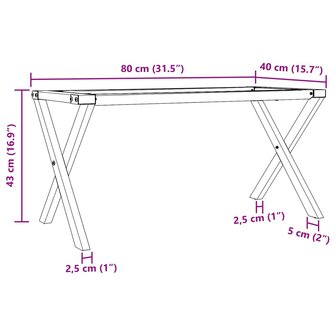 Salontafelpoten X-frame 80x40x43 cm gietijzer