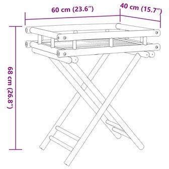 Dienbladtafel inklapbaar 60x40x68 cm bamboe