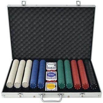 Pokerset met 1000 chips aluminium