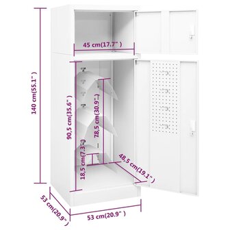 Zadelkast 53x53x140 cm staal wit