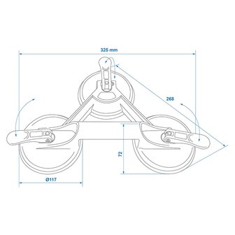 Vacu&uuml;mheffer met 3 zuignappen aluminium