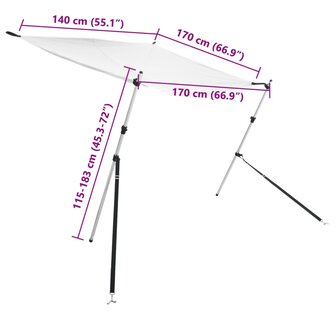 Schaduwdoek T-top 170x170x(115-183) cm wit