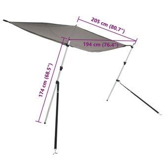 Schaduwdoekset T-top 174x205x(115-194) cm antracietkleurig