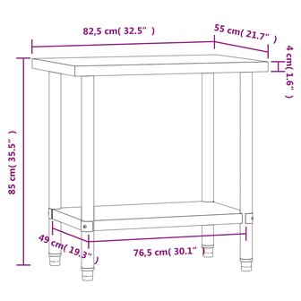 Keukenwerktafel 82,5x55x85 cm roestvrij staal