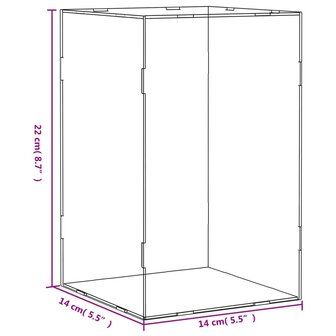 Vitrine transparant 14x14x22 cm acryl