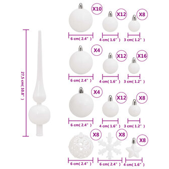 111-delige Kerstballenset polystyreen wit