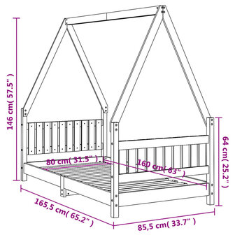 Kinderbedframe 80x160 cm massief grenenhout