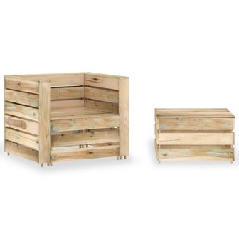 2-delige Loungeset pallet ge&iuml;mpregneerd grenenhout