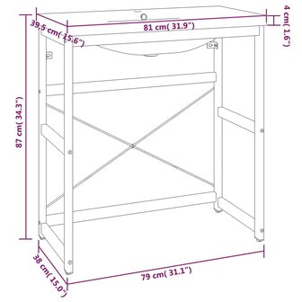 Wastafelframe met inbouwwastafel ijzer wit