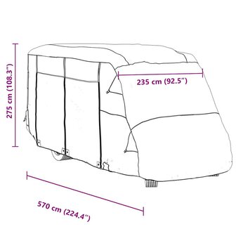 Camperhoezen 570x235x275 cm vliesvlies grijs