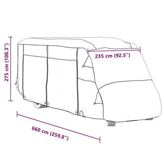 Camperhoezen 660x235x275 cm vliesvlies grijs