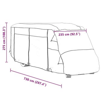 Camperhoezen 730x235x275 cm vliesvlies grijs