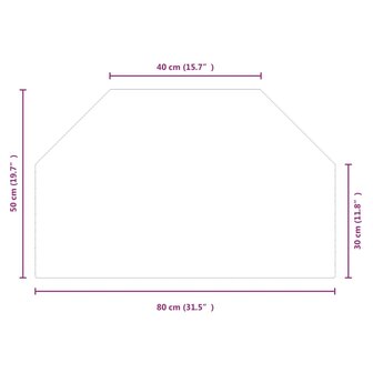 Glasplaat openhaard zeshoekig 80x50 cm