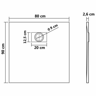 Douchebak 90x80 cm SMC bruin