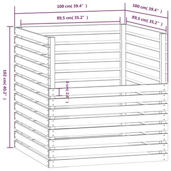 Compostbak 100x100x102 cm massief grenenhout