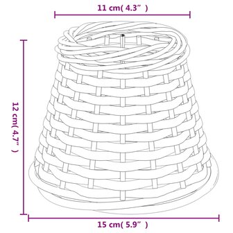 Lampenkap &Oslash;15x12 cm wicker bruin