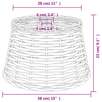 Plafondlampenkap &Oslash;38x23 cm wicker wit