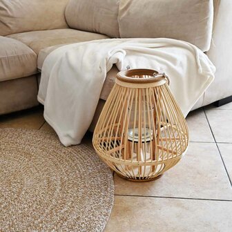 Lantaarnhouder hangend wicker naturel